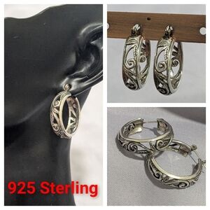 Vintage 925 Sterling Silver Hoop Earrings